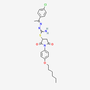 molecular formula C25H29ClN4O3S B1657425 [1-(4-hexoxyphenyl)-2,5-dioxopyrrolidin-3-yl] N'-[1-(4-chlorophenyl)ethylideneamino]carbamimidothioate CAS No. 5665-59-8