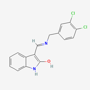 molecular formula C16H12Cl2N2O B1657429 3-[(3,4-Dichlorophenyl)methyliminomethyl]-1H-indol-2-ol CAS No. 5666-68-2