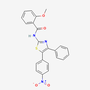 molecular formula C23H17N3O4S B1657430 2-methoxy-N-[5-(4-nitrophenyl)-4-phenyl-1,3-thiazol-2-yl]benzamide CAS No. 5667-56-1