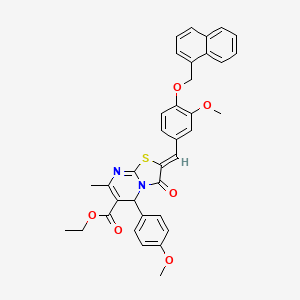 molecular formula C36H32N2O6S B1657433 ethyl (2Z)-2-[[3-methoxy-4-(naphthalen-1-ylmethoxy)phenyl]methylidene]-5-(4-methoxyphenyl)-7-methyl-3-oxo-5H-[1,3]thiazolo[3,2-a]pyrimidine-6-carboxylate CAS No. 5668-58-6