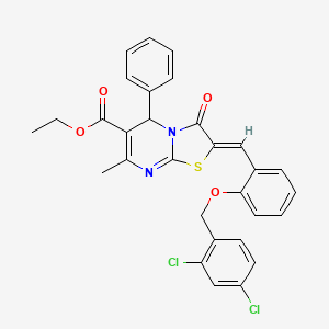 ethyl (2Z)-2-[[2-[(2,4-dichlorophenyl)methoxy]phenyl]methylidene]-7-methyl-3-oxo-5-phenyl-5H-[1,3]thiazolo[3,2-a]pyrimidine-6-carboxylate