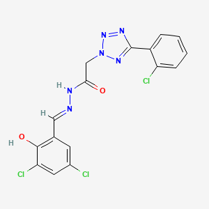 molecular formula C16H11Cl3N6O2 B1657446 2-[5-(2-Chlorophenyl)tetrazol-2-yl]-N-[(E)-(3,5-dichloro-2-hydroxyphenyl)methylideneamino]acetamide CAS No. 5671-56-7