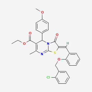 ethyl (2Z)-2-[[2-[(2-chlorophenyl)methoxy]phenyl]methylidene]-5-(4-methoxyphenyl)-7-methyl-3-oxo-5H-[1,3]thiazolo[3,2-a]pyrimidine-6-carboxylate
