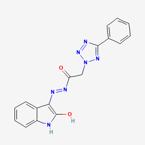 molecular formula C17H13N7O2 B1657460 N'-[(3E)-2-oxo-1,2-dihydro-3H-indol-3-ylidene]-2-(5-phenyl-2H-tetrazol-2-yl)acetohydrazide CAS No. 5674-52-2