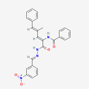 N-[(2Z,4E)-4-methyl-1-[(2E)-2-[(3-nitrophenyl)methylidene]hydrazinyl]-1-oxo-5-phenylpenta-2,4-dien-2-yl]benzamide