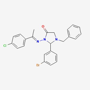 molecular formula C24H21BrClN3O B1657464 1-benzyl-2-(3-bromophenyl)-3-[(E)-1-(4-chlorophenyl)ethylideneamino]imidazolidin-4-one CAS No. 5675-04-7