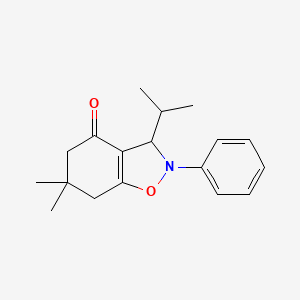 molecular formula C18H23NO2 B1657471 6,6-dimethyl-2-phenyl-3-propan-2-yl-5,7-dihydro-3H-1,2-benzoxazol-4-one CAS No. 5676-14-2