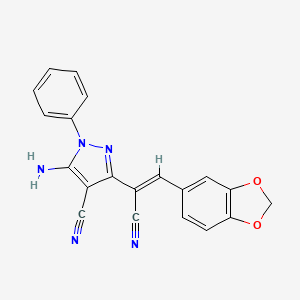 5-amino-3-[(Z)-2-(1,3-benzodioxol-5-yl)-1-cyanoethenyl]-1-phenylpyrazole-4-carbonitrile