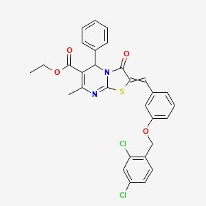 ethyl 2-[[3-[(2,4-dichlorophenyl)methoxy]phenyl]methylidene]-7-methyl-3-oxo-5-phenyl-5H-[1,3]thiazolo[3,2-a]pyrimidine-6-carboxylate