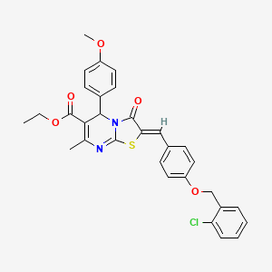 molecular formula C31H27ClN2O5S B1657482 ethyl (2Z)-2-[[4-[(2-chlorophenyl)methoxy]phenyl]methylidene]-5-(4-methoxyphenyl)-7-methyl-3-oxo-5H-[1,3]thiazolo[3,2-a]pyrimidine-6-carboxylate CAS No. 5678-68-2