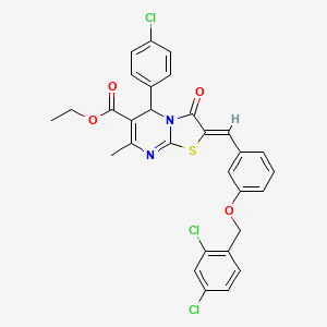ethyl (2Z)-5-(4-chlorophenyl)-2-[[3-[(2,4-dichlorophenyl)methoxy]phenyl]methylidene]-7-methyl-3-oxo-5H-[1,3]thiazolo[3,2-a]pyrimidine-6-carboxylate