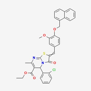 molecular formula C35H29ClN2O5S B1657493 ethyl 5-(2-chlorophenyl)-2-[[3-methoxy-4-(naphthalen-1-ylmethoxy)phenyl]methylidene]-7-methyl-3-oxo-5H-[1,3]thiazolo[3,2-a]pyrimidine-6-carboxylate CAS No. 5680-88-6