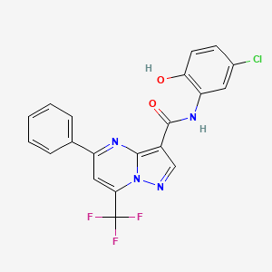molecular formula C20H12ClF3N4O2 B1657500 N-(5-chloro-2-hydroxyphenyl)-5-phenyl-7-(trifluoromethyl)pyrazolo[1,5-a]pyrimidine-3-carboxamide CAS No. 5682-65-5