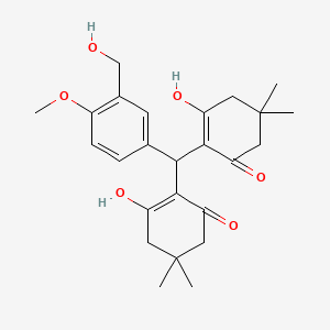 molecular formula C25H32O6 B1657506 3-Hydroxy-2-[(2-hydroxy-4,4-dimethyl-6-oxocyclohexen-1-yl)-[3-(hydroxymethyl)-4-methoxyphenyl]methyl]-5,5-dimethylcyclohex-2-en-1-one CAS No. 5686-05-5