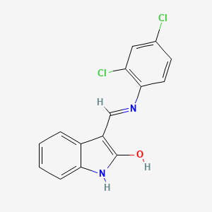 molecular formula C15H10Cl2N2O B1657518 3-[(2,4-Dichlorophenyl)iminomethyl]-1H-indol-2-ol CAS No. 5691-46-3