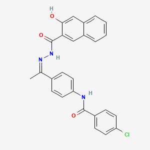 molecular formula C26H20ClN3O3 B1657526 N-[(Z)-1-[4-[(4-chlorobenzoyl)amino]phenyl]ethylideneamino]-3-hydroxynaphthalene-2-carboxamide CAS No. 5698-19-1