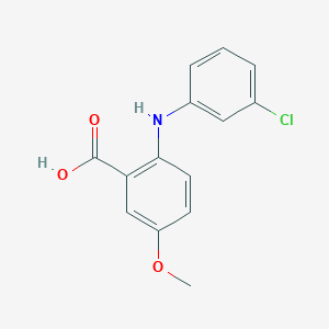 molecular formula C14H12ClNO3 B1657528 2-(3-Chloroanilino)-5-methoxybenzoic acid CAS No. 56980-12-2