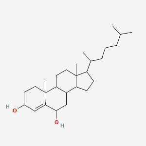 molecular formula C27H46O2 B1657530 10,13-dimethyl-17-(6-methylheptan-2-yl)-2,3,6,7,8,9,11,12,14,15,16,17-dodecahydro-1H-cyclopenta[a]phenanthrene-3,6-diol CAS No. 570-88-7
