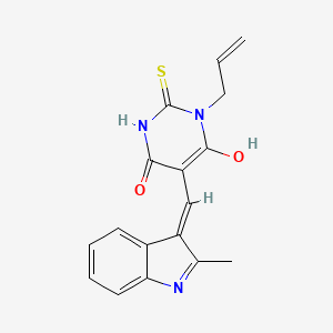 molecular formula C17H15N3O2S B1657546 5-[(2-methyl-1H-indol-3-yl)methylidene]-1-prop-2-enyl-2-sulfanylidene-1,3-diazinane-4,6-dione CAS No. 5713-51-9