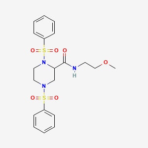 1,4-bis(benzenesulfonyl)-N-(2-methoxyethyl)piperazine-2-carboxamide