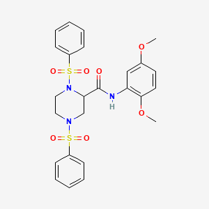 1,4-bis(benzenesulfonyl)-N-(2,5-dimethoxyphenyl)piperazine-2-carboxamide