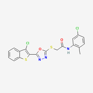 molecular formula C19H13Cl2N3O2S2 B1657565 2-[[5-(3-chloro-1-benzothiophen-2-yl)-1,3,4-oxadiazol-2-yl]sulfanyl]-N-(5-chloro-2-methylphenyl)acetamide CAS No. 5725-69-9