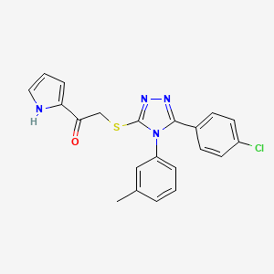 molecular formula C21H17ClN4OS B1657567 2-[[5-(4-chlorophenyl)-4-(3-methylphenyl)-1,2,4-triazol-3-yl]sulfanyl]-1-(1H-pyrrol-2-yl)ethanone CAS No. 5726-09-0