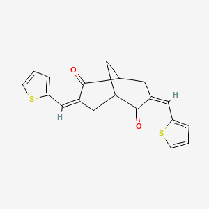 molecular formula C19H16O2S2 B1657594 (3Z,7Z)-3,7-bis(thiophen-2-ylmethylidene)bicyclo[3.3.1]nonane-2,6-dione CAS No. 5736-11-8