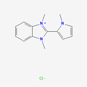 molecular formula C14H16ClN3 B1657608 1,3-Dimethyl-2-(1-methylpyrrol-2-yl)benzimidazol-3-ium;chloride CAS No. 5743-75-9