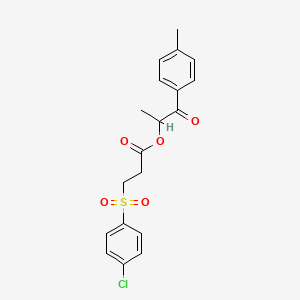 molecular formula C19H19ClO5S B1657612 1-(4-Methylphenyl)-1-oxopropan-2-yl 3-[(4-chlorophenyl)sulfonyl]propanoate CAS No. 5746-38-3