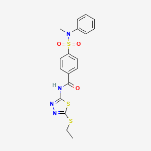 molecular formula C18H18N4O3S3 B1657613 N-(5-ethylsulfanyl-1,3,4-thiadiazol-2-yl)-4-[methyl(phenyl)sulfamoyl]benzamide CAS No. 5746-75-8