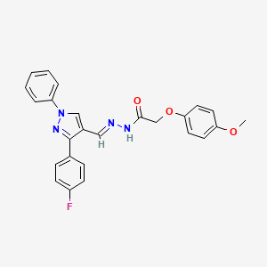 N-[(E)-[3-(4-fluorophenyl)-1-phenylpyrazol-4-yl]methylideneamino]-2-(4-methoxyphenoxy)acetamide