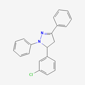 molecular formula C21H17ClN2 B1657621 1H-Pyrazole, 5-(3-chlorophenyl)-4,5-dihydro-1,3-diphenyl- CAS No. 57488-03-6