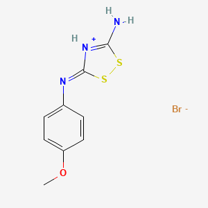 molecular formula C9H10BrN3OS2 B1657622 5-(4-methoxyphenyl)imino-1,2,4-dithiazol-4-ium-3-amine;bromide CAS No. 57494-92-5