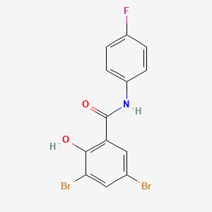 molecular formula C13H8Br2FNO2 B1657623 3,5-dibromo-N-(4-fluorophenyl)-2-hydroxybenzamide CAS No. 575-57-5