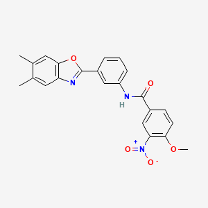 molecular formula C23H19N3O5 B1657636 N-[3-(5,6-dimethyl-1,3-benzoxazol-2-yl)phenyl]-4-methoxy-3-nitrobenzamide CAS No. 5756-42-3