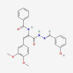 molecular formula C25H23N3O5 B1657640 N-[1-(3,4-dimethoxyphenyl)-3-[2-[(3-hydroxyphenyl)methylidene]hydrazinyl]-3-oxoprop-1-en-2-yl]benzamide CAS No. 5758-29-2