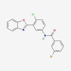 molecular formula C20H12BrClN2O2 B1657651 N-[3-(1,3-benzoxazol-2-yl)-4-chlorophenyl]-3-bromobenzamide CAS No. 5765-58-2
