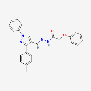 molecular formula C25H22N4O2 B1657654 N-[(E)-[3-(4-methylphenyl)-1-phenylpyrazol-4-yl]methylideneamino]-2-phenoxyacetamide CAS No. 5766-59-6