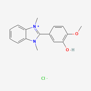 molecular formula C16H17ClN2O2 B1657657 5-(1,3-Dimethylbenzimidazol-3-ium-2-yl)-2-methoxyphenol;chloride CAS No. 5768-00-3