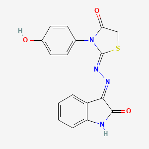 (2Z)-3-(4-Hydroxyphenyl)-2-[(E)-(2-oxo-1H-indol-3-ylidene)hydrazinylidene]-1,3-thiazolidin-4-one
