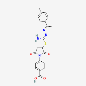 4-[3-[(E)-N'-[(E)-1-(4-methylphenyl)ethylideneamino]carbamimidoyl]sulfanyl-2,5-dioxopyrrolidin-1-yl]benzoic acid