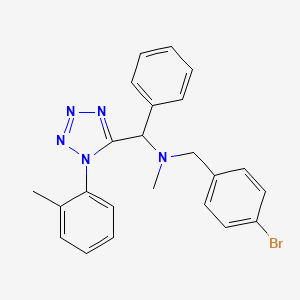 molecular formula C23H22BrN5 B1657679 N-[(4-Bromophenyl)methyl]-N-methyl-1-[1-(2-methylphenyl)-1H-tetrazol-5-yl]-1-phenylmethanamine CAS No. 5781-62-4