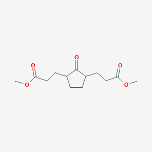 molecular formula C13H20O5 B1657682 1,3-Cyclopentanedipropanoic acid, 2-oxo-, dimethyl ester CAS No. 57822-12-5