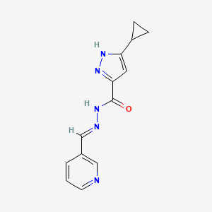 molecular formula C13H13N5O B1657688 5-cyclopropyl-N-[(E)-pyridin-3-ylmethylideneamino]-1H-pyrazole-3-carboxamide CAS No. 5784-23-6