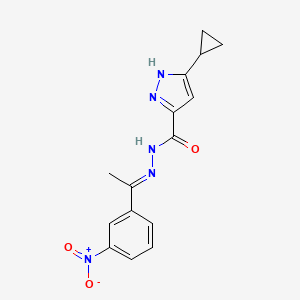 5-cyclopropyl-N-[(E)-1-(3-nitrophenyl)ethylideneamino]-1H-pyrazole-3-carboxamide