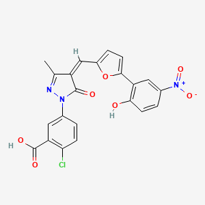 molecular formula C22H14ClN3O7 B1657707 2-Chloro-5-[(4Z)-4-[[5-(2-hydroxy-5-nitrophenyl)furan-2-yl]methylidene]-3-methyl-5-oxopyrazol-1-yl]benzoic acid CAS No. 5789-50-4