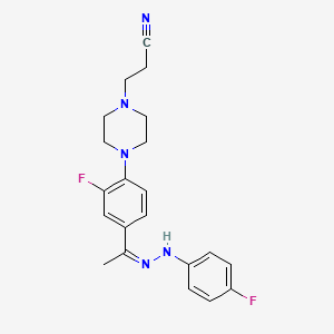 molecular formula C21H23F2N5 B1657717 3-[4-[2-fluoro-4-[(Z)-N-(4-fluoroanilino)-C-methylcarbonimidoyl]phenyl]piperazin-1-yl]propanenitrile CAS No. 5791-78-6