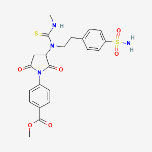 molecular formula C22H24N4O6S2 B1657723 Methyl 4-[3-[methylcarbamothioyl-[2-(4-sulfamoylphenyl)ethyl]amino]-2,5-dioxopyrrolidin-1-yl]benzoate CAS No. 5793-44-2
