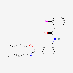molecular formula C23H19IN2O2 B1657737 N-[5-(5,6-dimethyl-1,3-benzoxazol-2-yl)-2-methylphenyl]-2-iodobenzamide CAS No. 5797-00-2